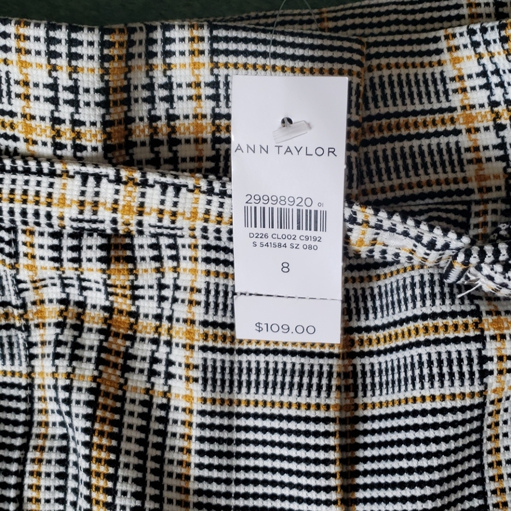 Nwt Ann Taylor high rise belted plaid trouser pant - Picture 2 of 6